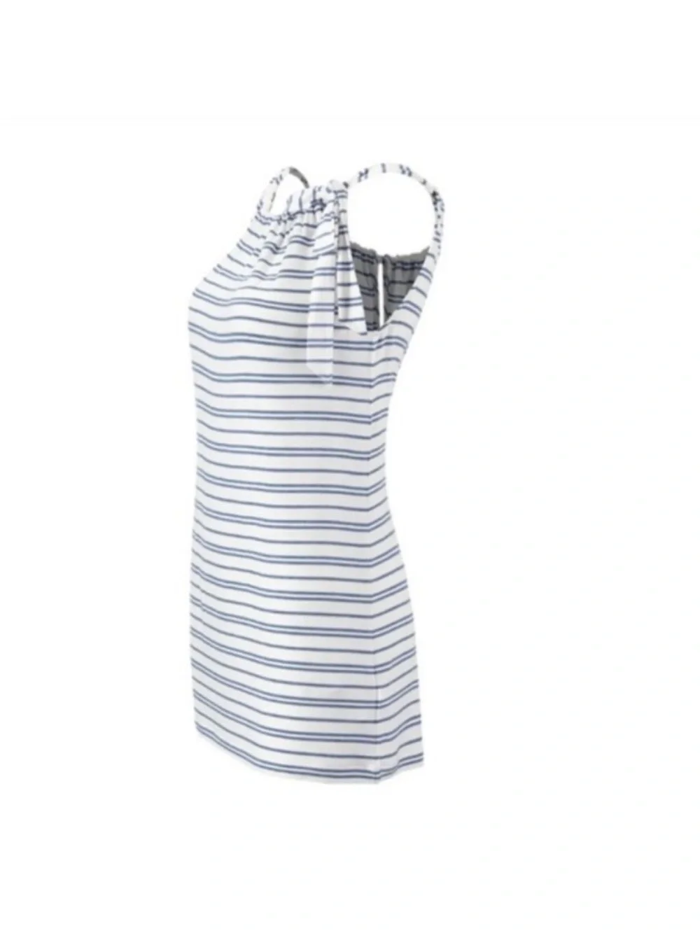 CAbi White Tank Top with Blue Stripes